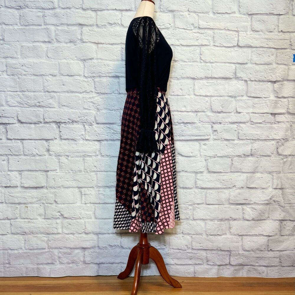 HD in Paris Marilyn Polka Dot Patchwork Print Midi Skirt - Picture 7 of 9